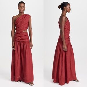 Posse Joslin One-Shoulder Cutout Dress- MERLOT Sz M